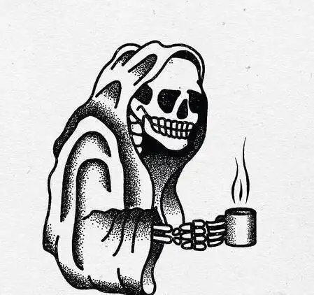 黑白个性骷髅头纹身手稿