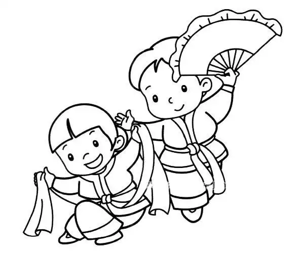 6个舞蹈中的小朋友简笔画图片 人物-第6张