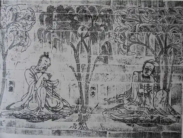 《竹林七贤与荣启期》画像砖 江苏西善桥东晋墓出土 南京博物院藏