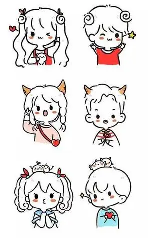 简笔画手账素材情侣闺蜜这样画q萌可爱好创意