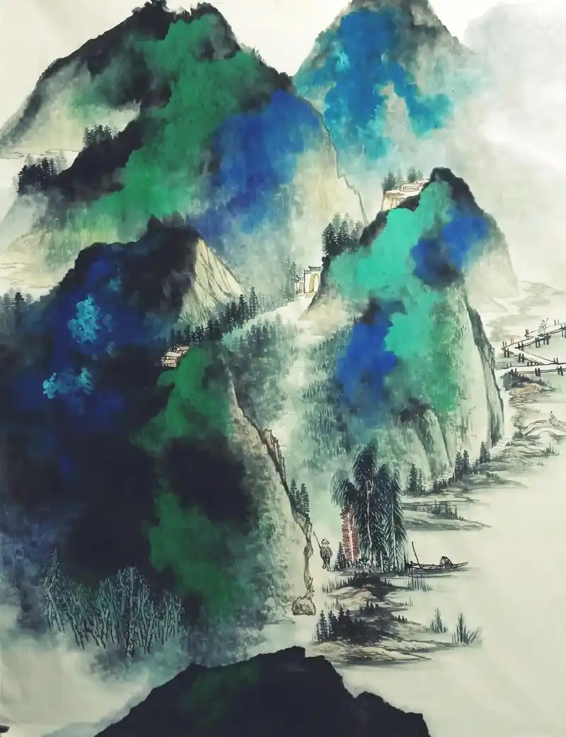 一組彩墨山水畫請各位觀賞.##想画就画 #水墨丹青 #水墨写 - 抖音