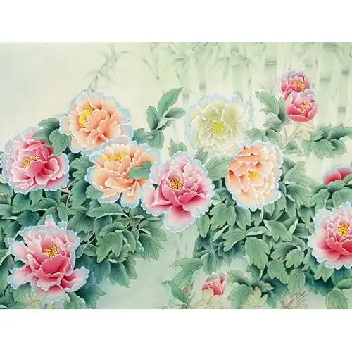 【已售】王一容六尺横幅富贵牡丹图《富贵平安》_工笔花鸟画_花鸟画