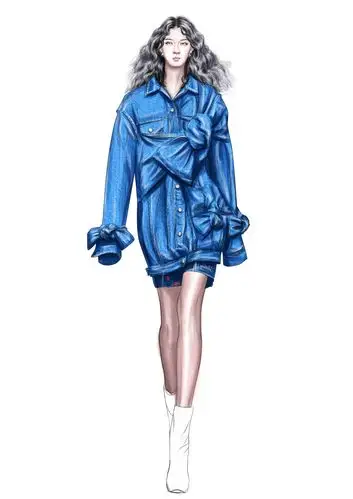 服装电脑手绘效果图牛仔技法表现