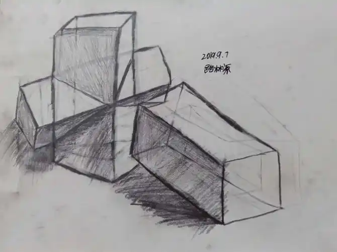 9.7周六晚上气象街校区创意素描班《长方体穿插体》
