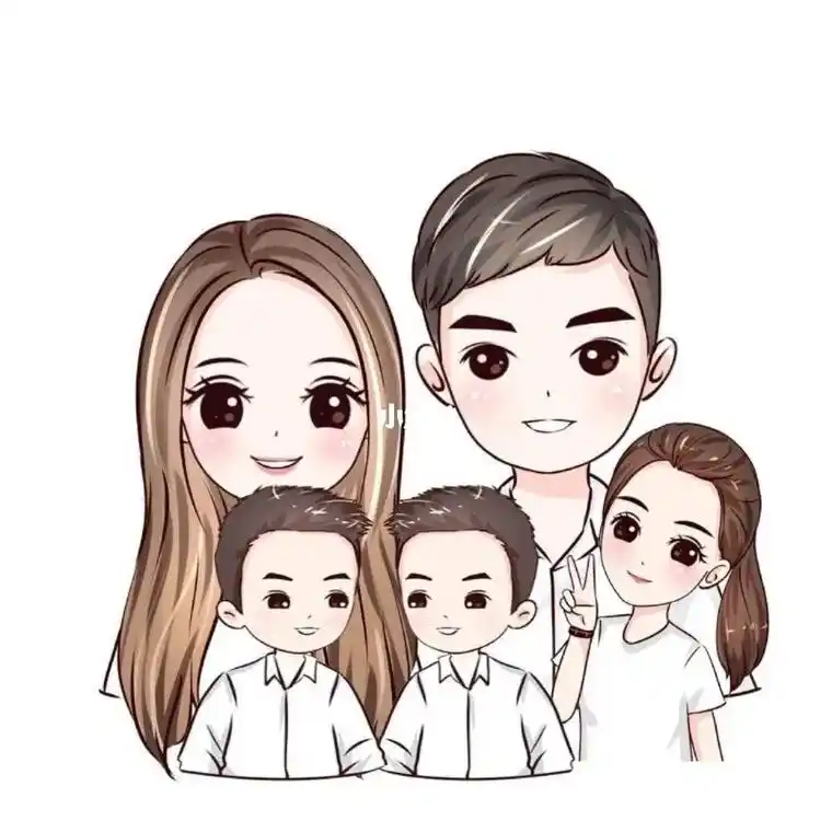 亲子头像一家五口 高清幸福一家五口的头像卡通图片_感情头像_头像屋