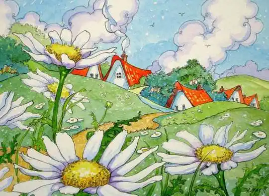 春天风景水彩画简单 春天的水彩画简单