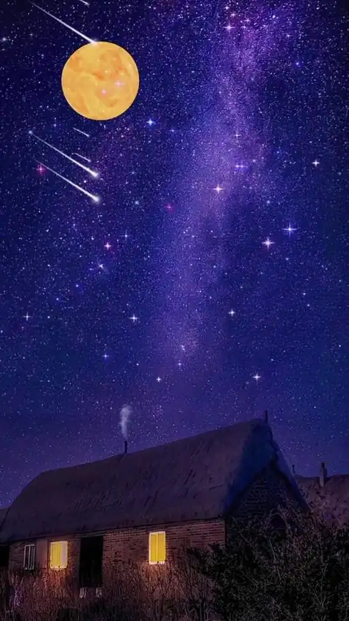 夜晚星空璀璨,难得一见的流星雨.