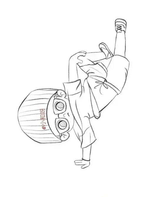 q版人物线稿|跳街舞的小男孩