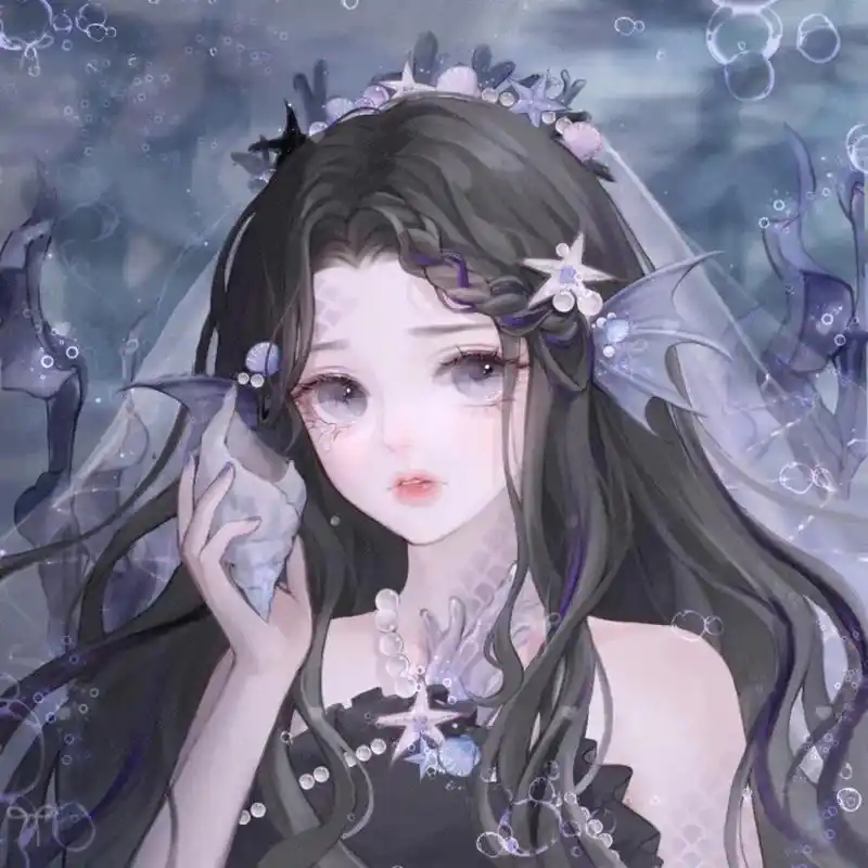 蓝色紫色系动漫女生头像  世间纷纷扰扰,万幸有你相伴,日落晚 - 抖音