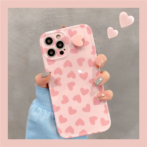 韩风粉色适用iphone12promax手机壳11苹果13旋转爱心xs网红xr可爱