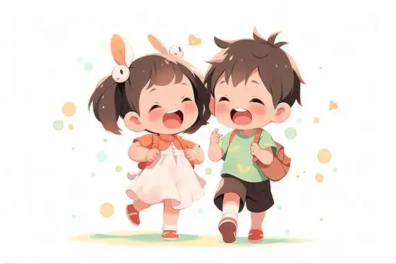 卡通人物男生学生上学打招呼元素gif矢量小人元素[gif]gif卡通手绘