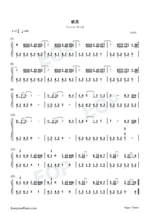 破茧c调简单版张韶涵破茧成蝶告诉大家她是自由的鸟双手简谱预览1