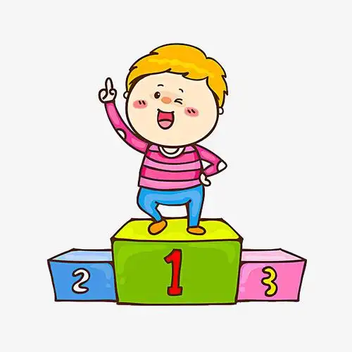 站在领奖台上的男孩