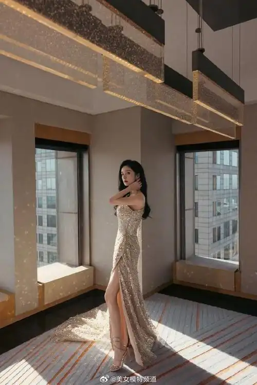 杨幂一袭鎏金礼服裙秀大长腿 半露香肩红唇性感美艳__财经头条