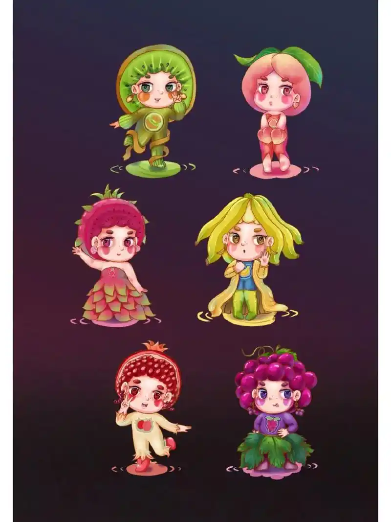 灵感素材|水果女孩系列卡通小清新人物ip 今天的素材奉上啦 水果拟人