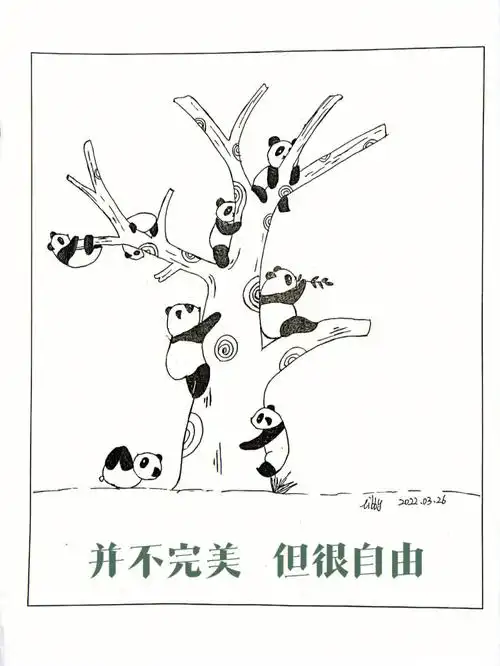 但很自由谢谢分享@竹均#黑白画  #简笔画  #临摹  #熊猫  #国宝熊猫