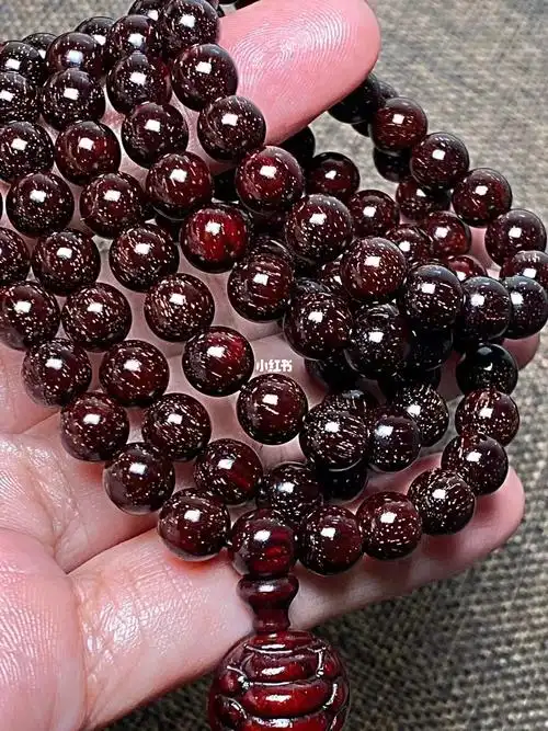 印度小叶紫檀爆满金星念珠8毫米