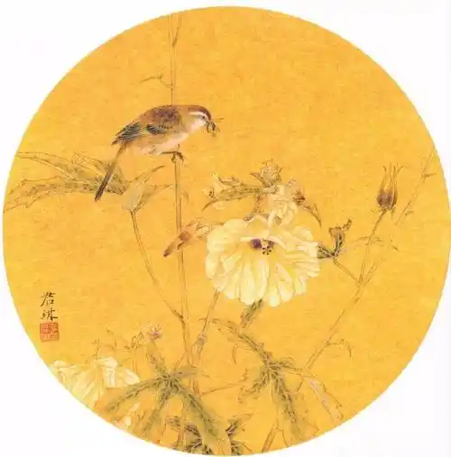 她的工笔花鸟画画意清新意境可人