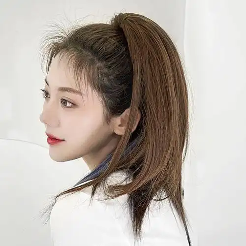 马尾彩色自然辫子发辫仿真挑染直发假发高马尾马尾