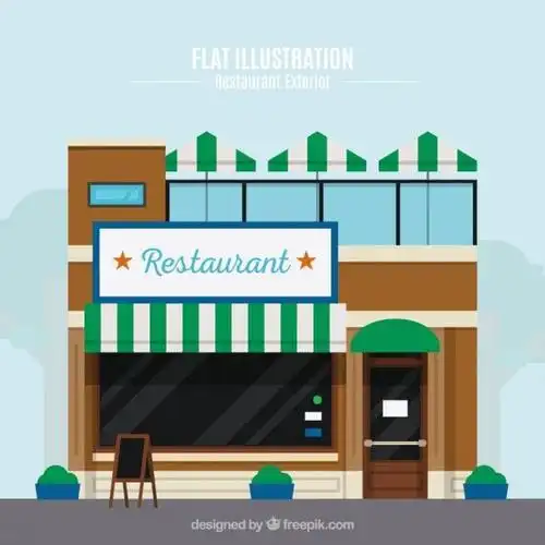 facade restaurant in flat design free vector
