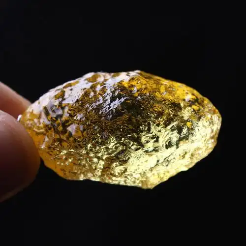 稀少天然利比亚黄金随形陨石吊坠银镶锁骨能量项坠