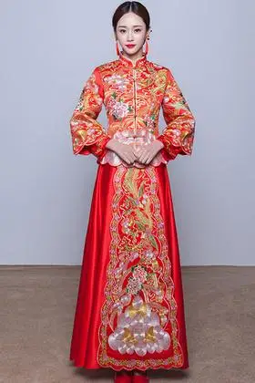 秀禾服复古中式华服新娘结婚嫁衣敬酒服旗袍唐装龙凤褂 复古喜服
