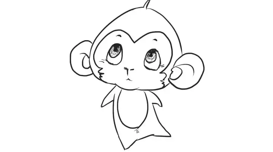 画]教小朋友如何绘画十二生肖中可爱的小猴子卡通儿童幼儿简笔画教程