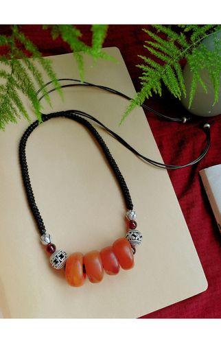 复古老蜜蜡吊坠手工编织百搭锁骨链民族风女项链简约挂衣服件饰品