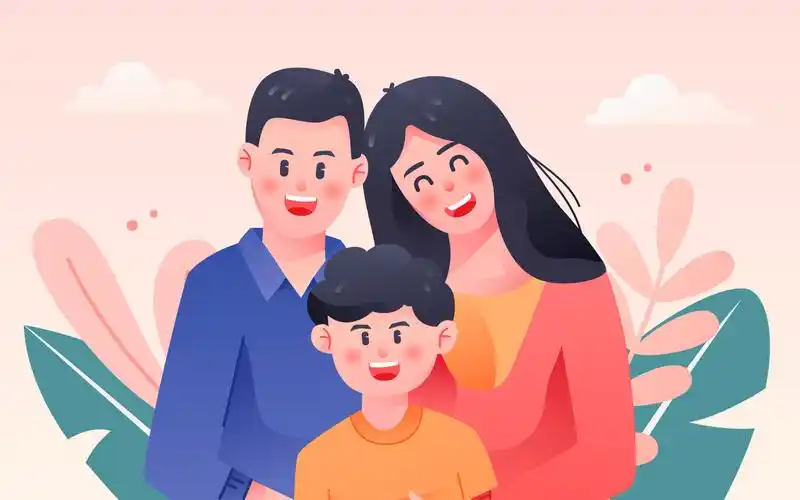 卡通一家人父母家庭医疗健康保险矢量插画 - 熊伍_ - 原创作品 - 视觉