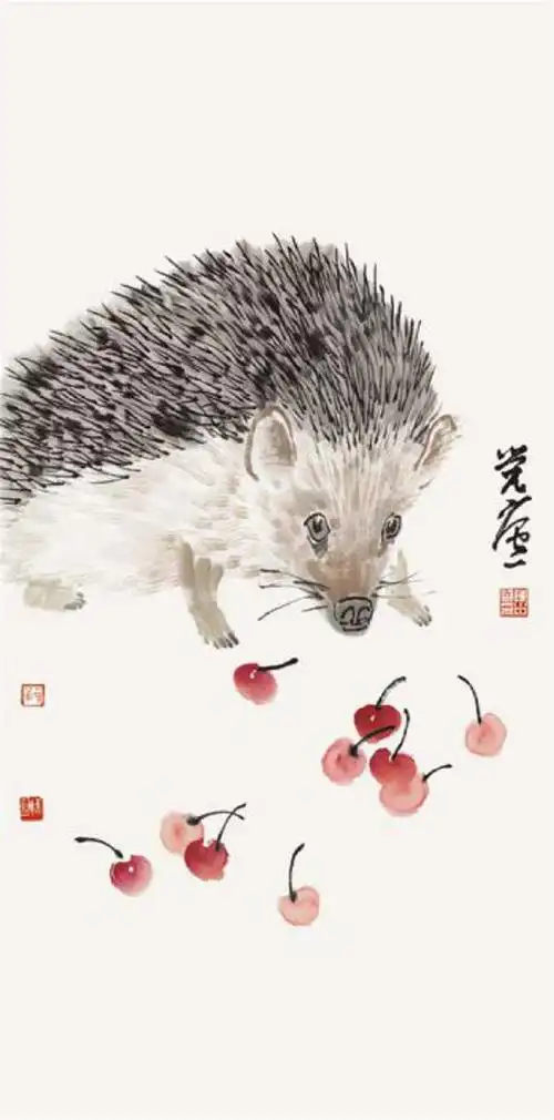 刺猬的国画画法步骤|动物国画- 小南美术网