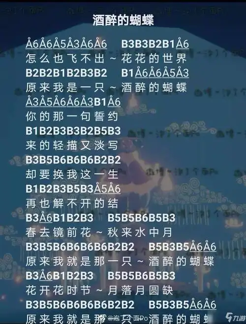 摩尔庄园手游酒醉的蝴蝶钢琴谱介绍