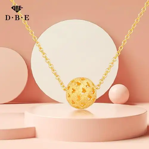 dbe珠宝黄金女士项链足金锈球套2021年新款专柜颈饰