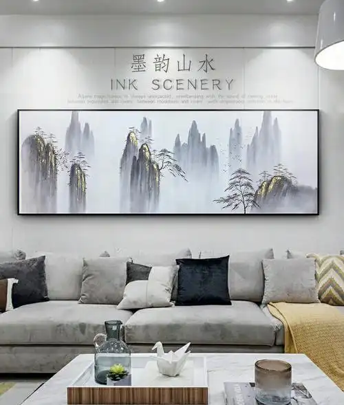 纯手绘新中式风景水墨装饰画