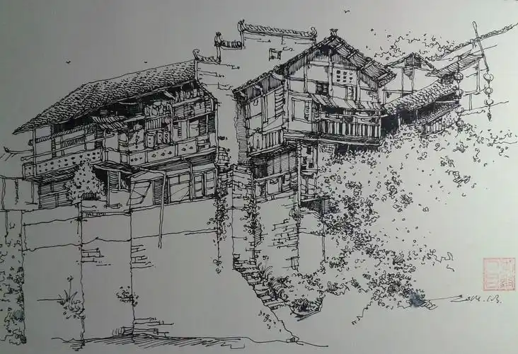 古建筑速写