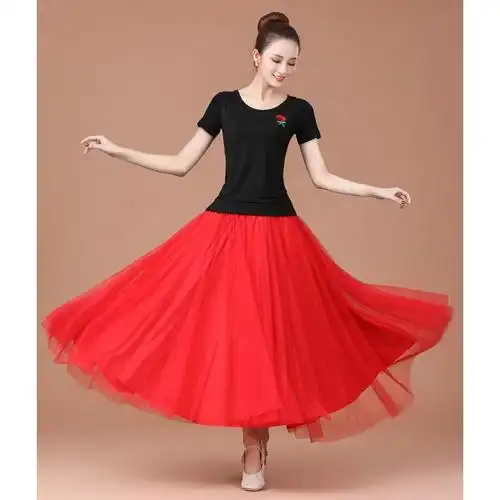 广场舞服装新款套装夏季短袖女大妈大摆裙舞蹈服两件套跳舞衣套裙视频