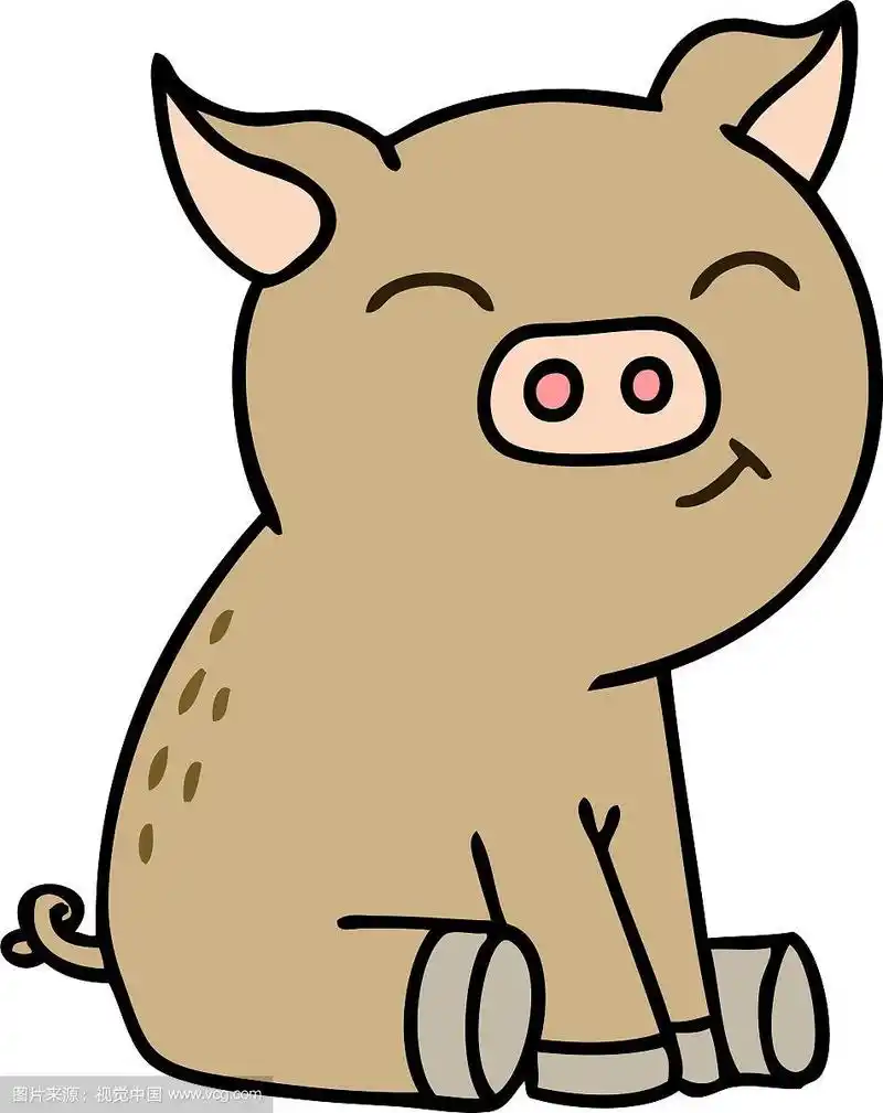 古怪的手绘卡通猪