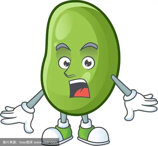 卡通吉祥物上惊喜的绿豆手势