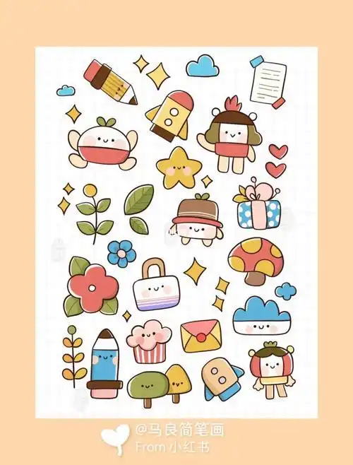 画手帐素材简笔画手账 | q版萌化少女心可爱手绘素材超可爱的萌物简笔