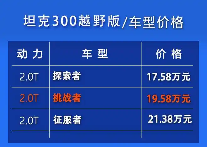 坦克300购车指南推荐越野版20t挑战者
