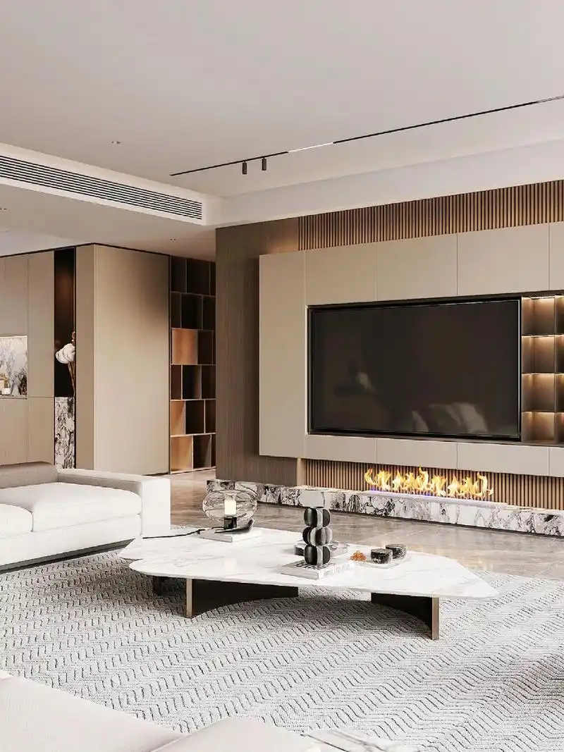 170㎡咖色系意式极简, 悬浮电视墙简约高级. 咖色系意式极简设计,经典