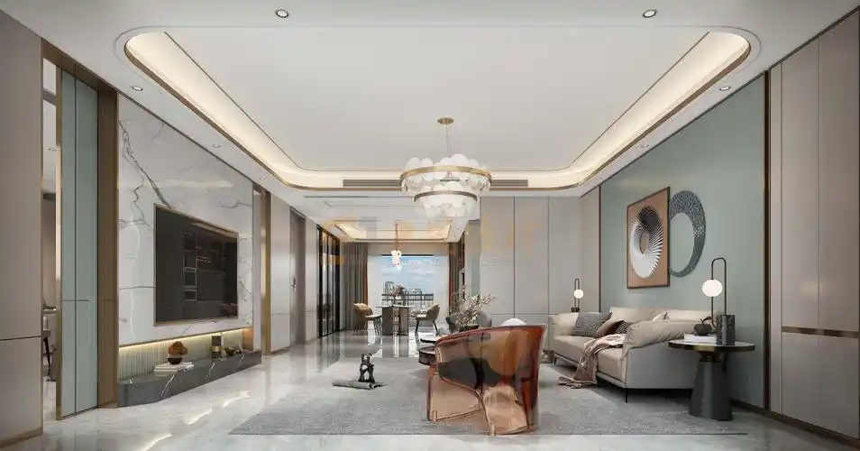 210现代大平层装修效果图,现代轻奢,家装潮流新主张装修案例效果图