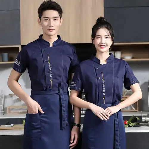 厨师工作服短袖男女夏季透气高档酒店餐饮餐厅食堂工装制服
