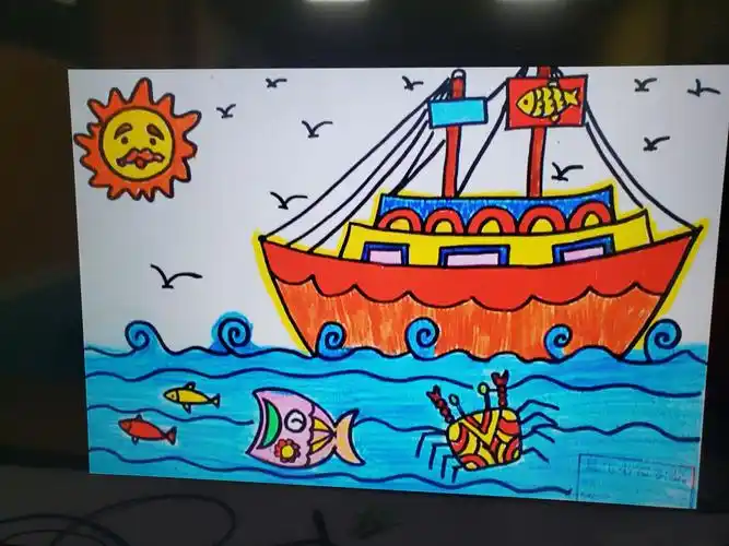 周天下午3:40到5:40初级儿童画班 写美篇【学习内容】《大海里的轮船