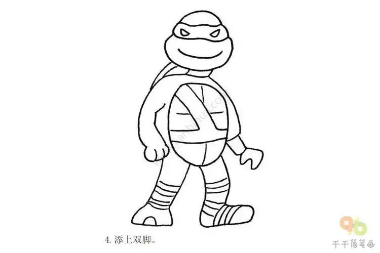 伸张正义的忍者神龟简笔画步骤图