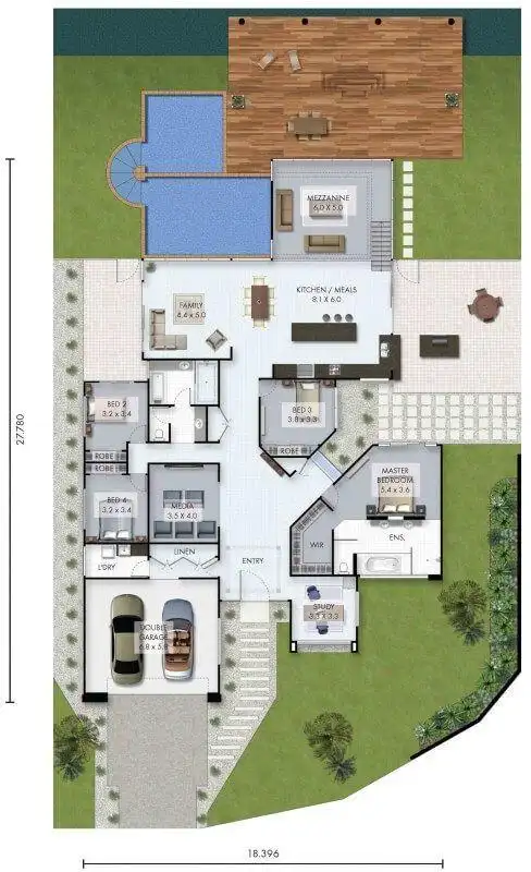 别墅平面,别墅,美观,设计,别墅平面设计,泳池,超大,大空间,格局