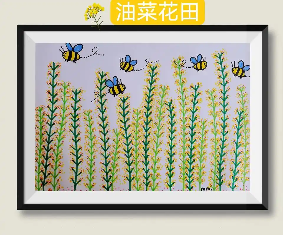 四支马克笔就能完成的一副油菜花田,快和我一起画起来吧,进主页 - 抖