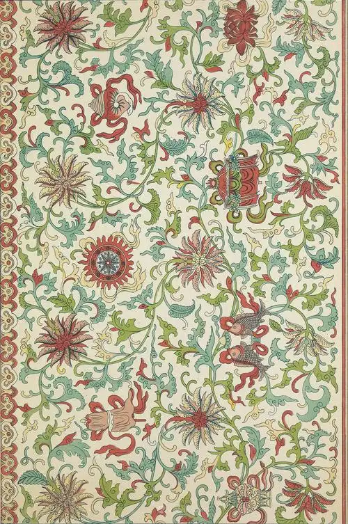 杏色鲜花植物中式传统纹样集锦中国风图片