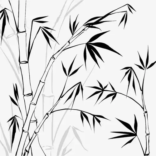 手绘黑色竹子
