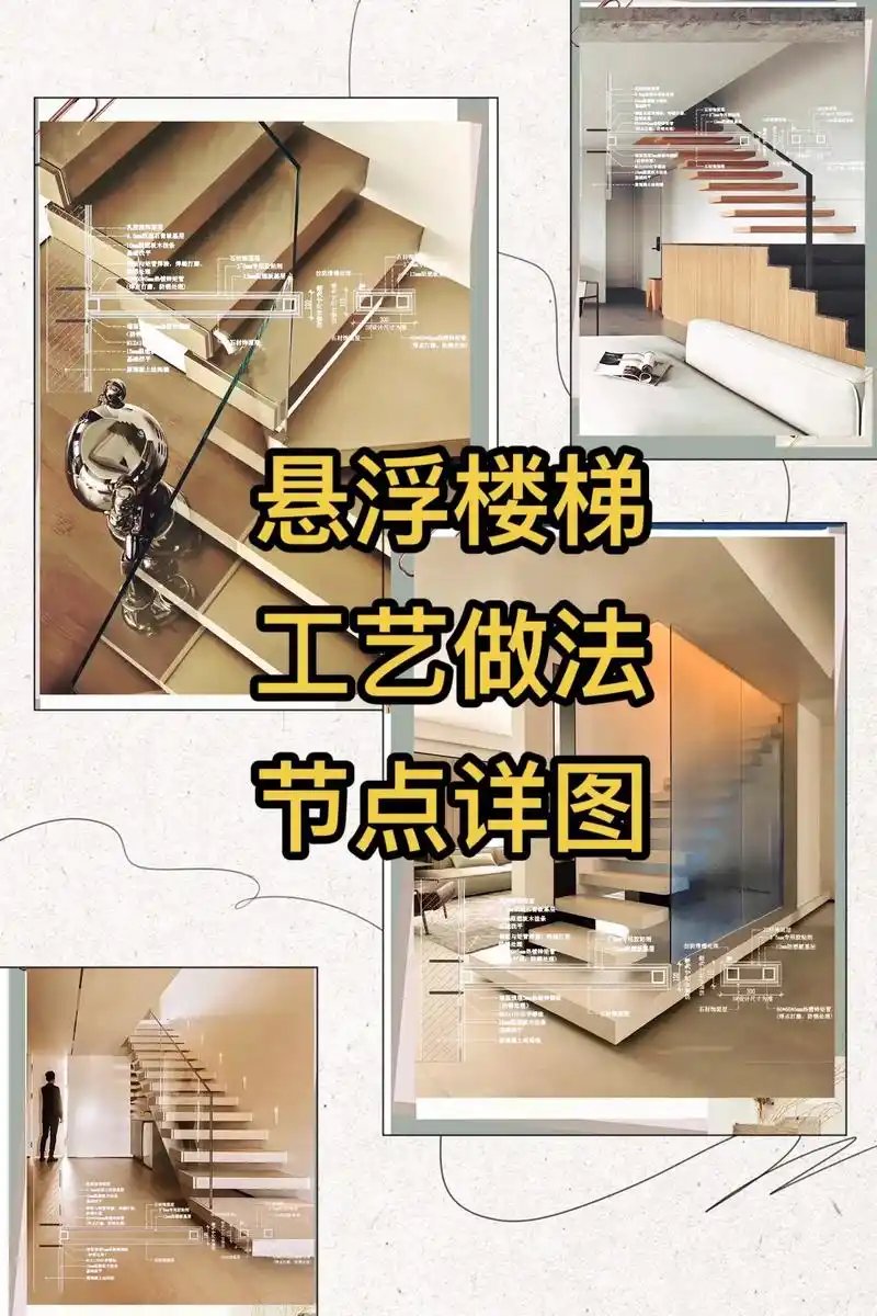 悬浮楼梯,节点做法,工艺详图.#抖音图文来了 居家装修,办公 - 抖音