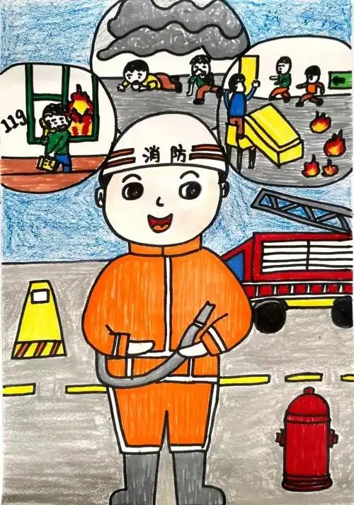 幼儿园消防主题绘画优秀作品8张 - 智慧妈咪网